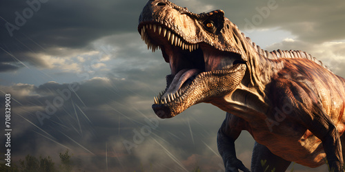 Dinosaur tyrannosaurus rex with powerful jaws open ferocious   © Muhammad