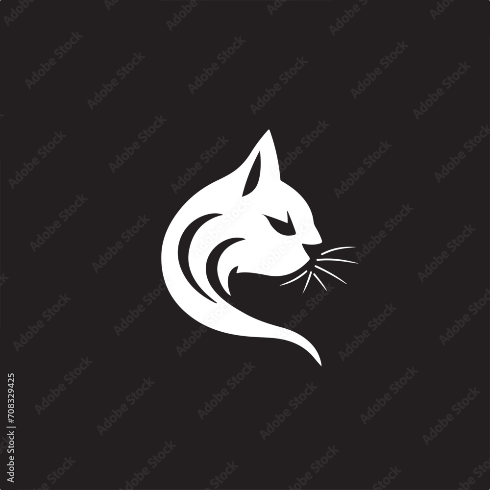 Obraz premium hand drawn flat logo of a cat isolated on white background generative ai