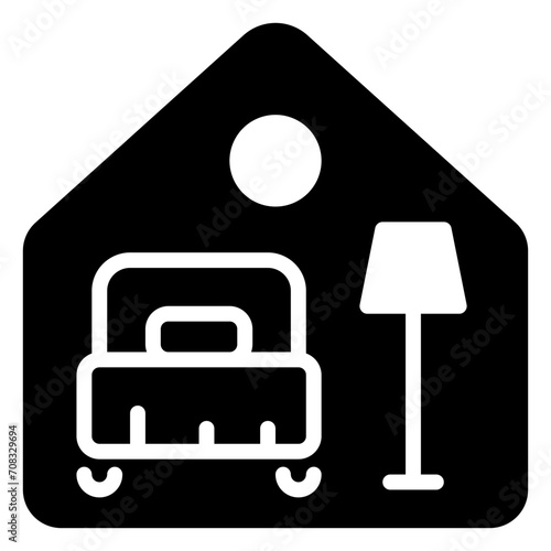 bedroom icon, glyph icon style