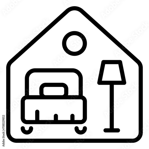 bedroom icon, line icon style