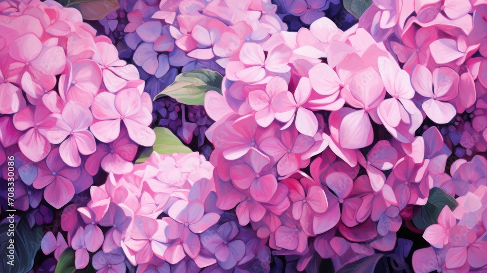 Obraz premium Pink hydrangea. Abstract floral background. A spring flower. A postcard for Women's Day, Valentine's Day, wedding.