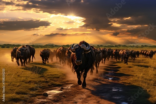 Wildlife migration of Serengeti in africa