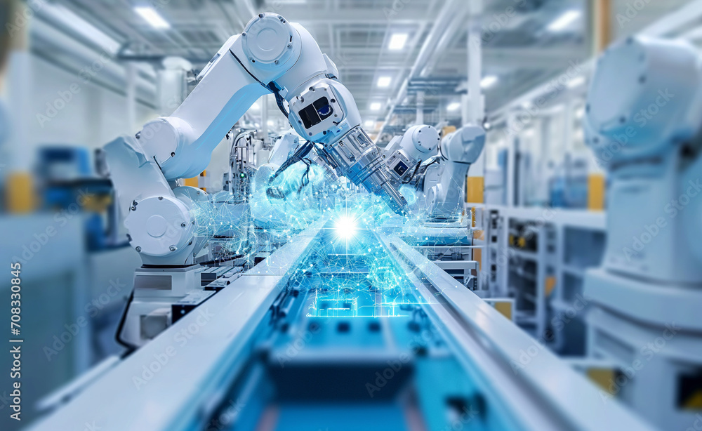 Industry 4.0 smart factory interior showcases advanced automation Industry 4.0 smart factory interior showcases advanced automation