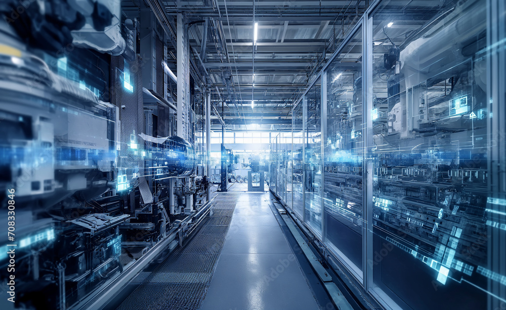 Industry 4.0 smart factory interior showcases advanced automation