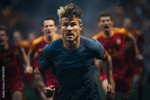 Photo Realistic of a Soccer Player in Soccer Shorts and a Team Jersey, , Generative AI photo