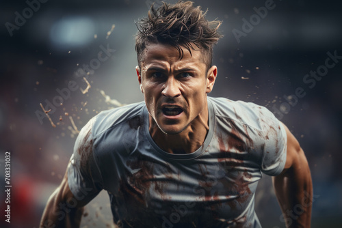 Photo Realistic of a Soccer Player in Soccer Shorts and a Team Jersey, , Generative AI photo