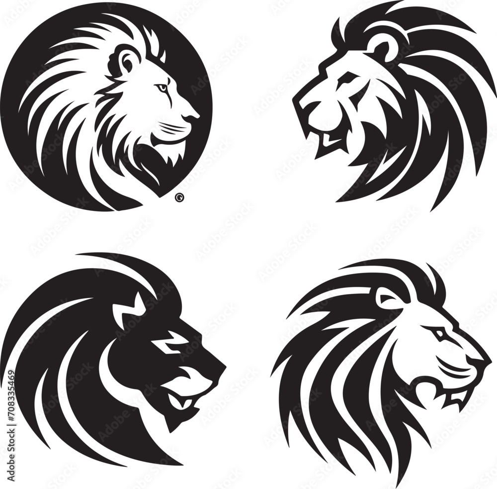 Fototapeta premium set of lion mascot logo vector illustration generative ai