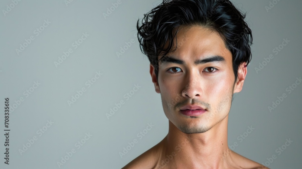 A close up picture of attractive male model A close up picture of attractive male model