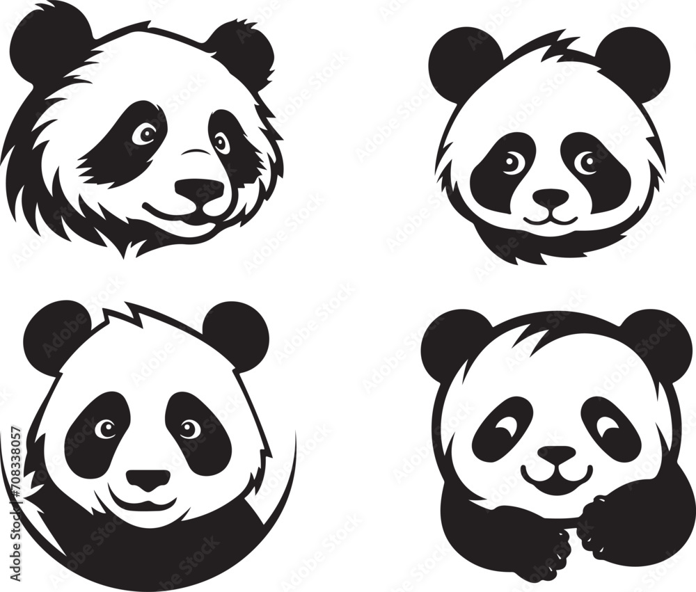cute panda flat logo vector illustration generative ai cute panda flat logo vector illustration generative ai
