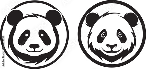 cute panda flat logo vector illustration generative ai