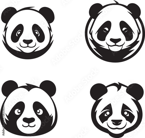 cute panda flat logo vector illustration generative ai
