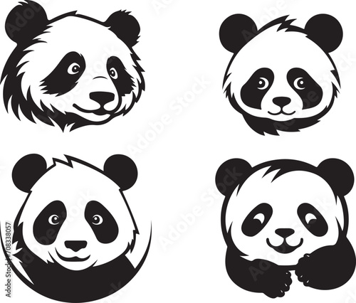 cute panda flat logo vector illustration generative ai