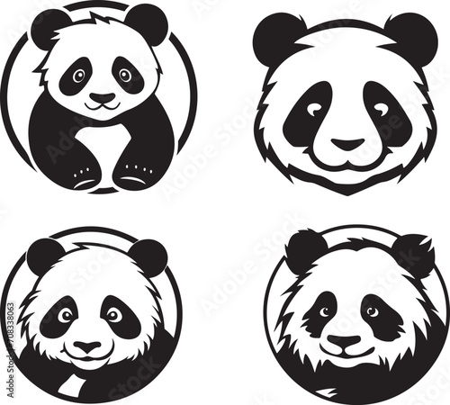 cute panda flat logo vector illustration generative ai