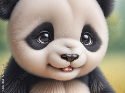 close-up happy baby panda