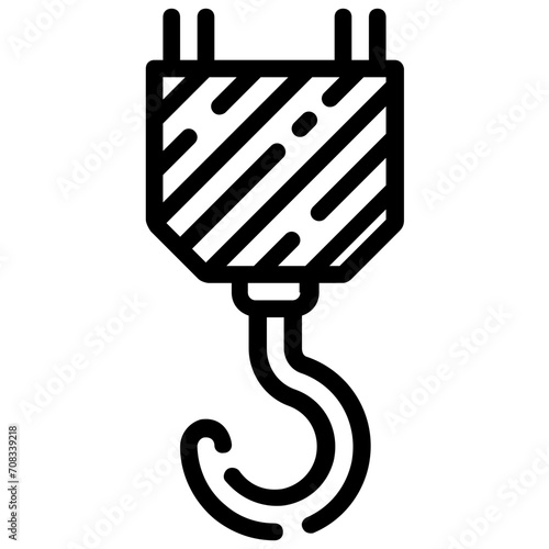 crane hook outline vector icon