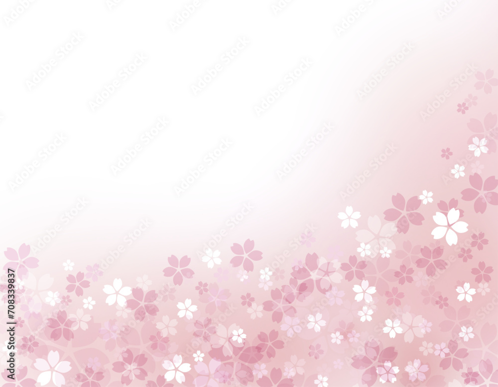 桜の花びらの背景イラスト  ピンクのグラデーション背景
