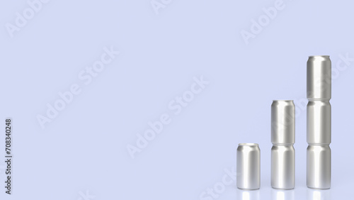 The aluminium can bar chart for food and drink or Business concept 3d rendering.