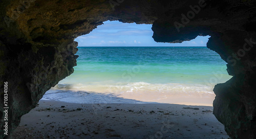 Cave view on the beach Boracay Philippines 