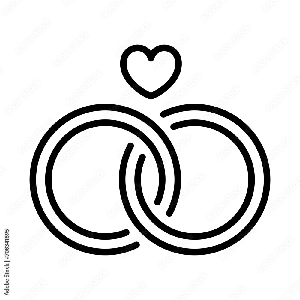 Black single round wedding rings thin line icon, simple marriage graphic flat design pictogram, infographic vector for app logo web button ui ux interface elements isolated on white background Black single round wedding rings thin line icon, simple marriage graphic flat design pictogram, infographic vector for app logo web button ui ux interface elements isolated on white background