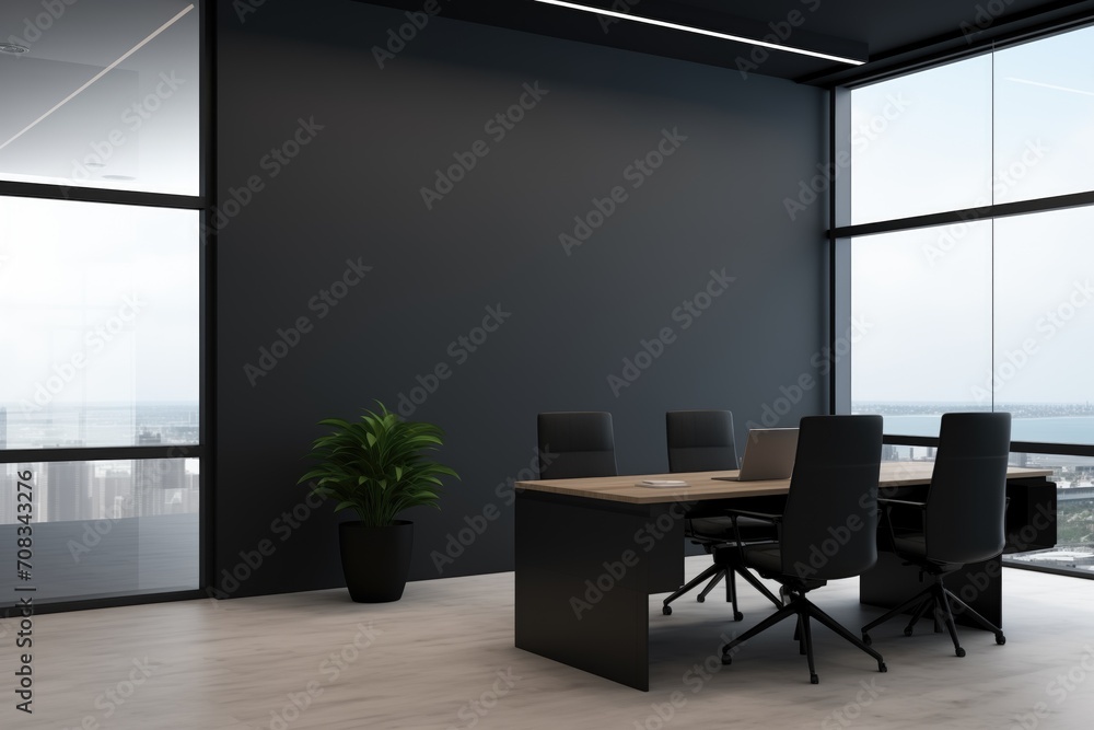 Fototapeta premium Blank office wall mockup. space for your company logo or to place the corporate attributes of the company.