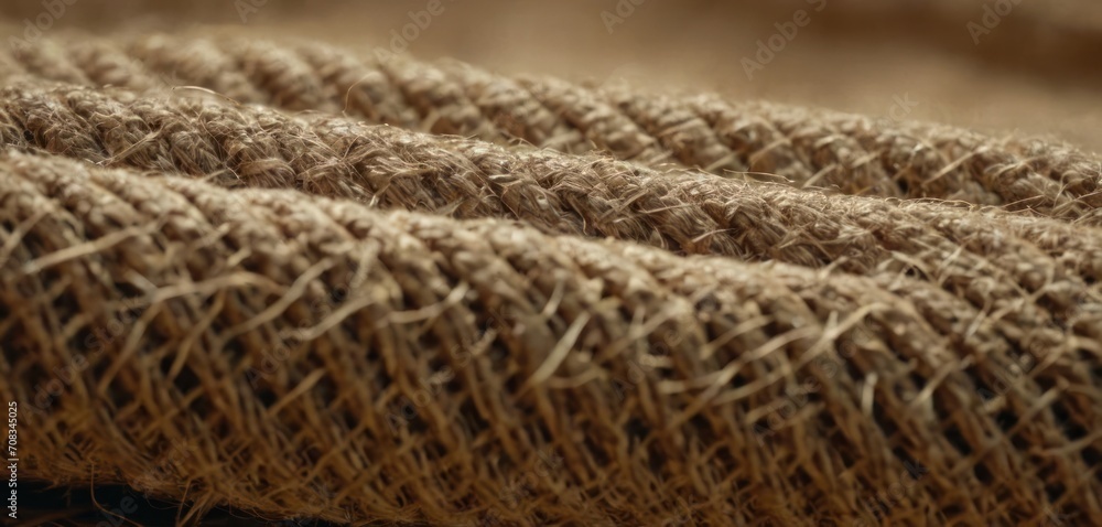 The image features a large piece of brown twisted rope, possibly a burlap bag or some form of fabric. The rope has been woven. The image features a large piece of brown twisted rope, possibly a burlap bag or some form of fabric. The rope has been woven.