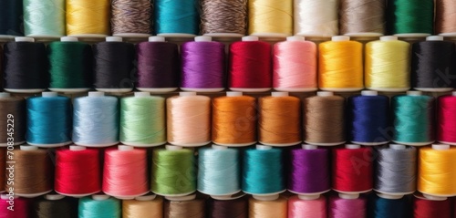  .The image displays a wide variety of thread, which includes many different colors. There are at least 14 different types of threads in the image,.