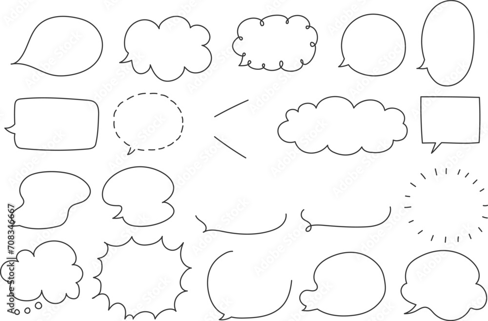 Fototapeta premium シンプルな手書き吹き出しセット