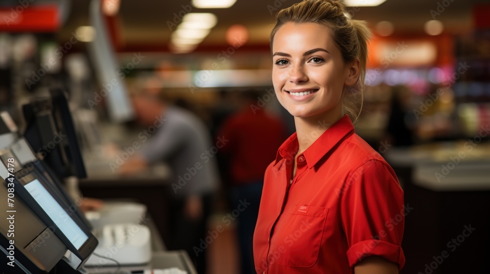 Portrait of a supermarket cashier