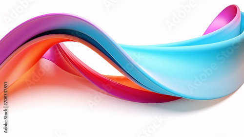 colorful abstract twisted shaped in motion on white background digital art. 3d rendering