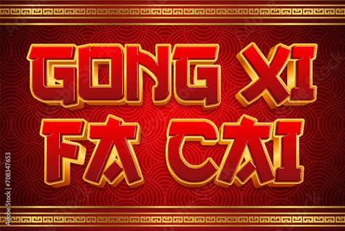 gong xi fa cai oriental background chinese new year typography editable text effect template design