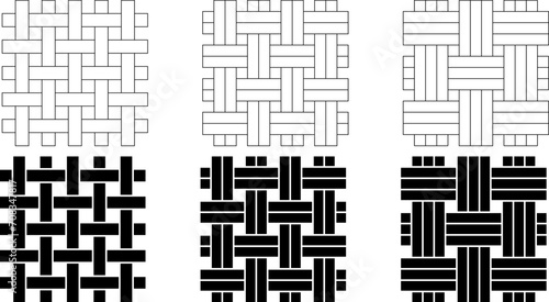 outline silhouette Weave fabric icon set
