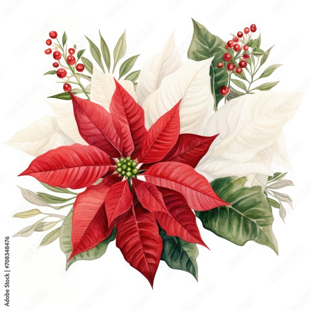 Christmas background with poinsettia