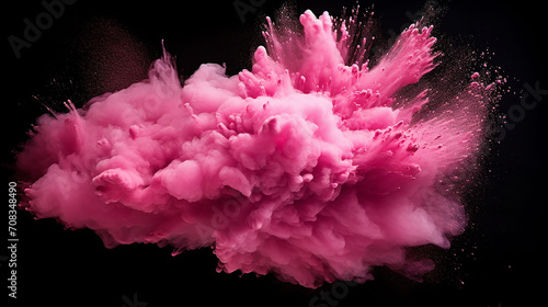abstract pink powder explosion on black background