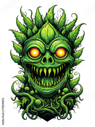 Obraz na płótnie Green monster plants character design illustration on transparent background w salonie