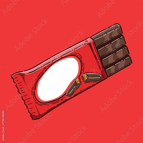 chocolate bar illustration vector design isolated in red background