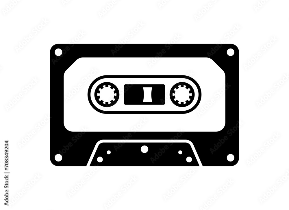Cassette tape icon isolated on white background.