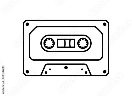 Cassette tape line icon isolated in white background.