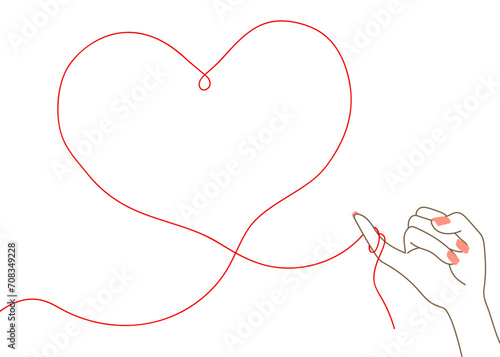 赤い糸　ハート　フレーム