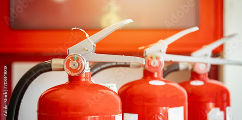 Engineer check fire suppression system,check fire extinguisher tank in the fire control room for safety