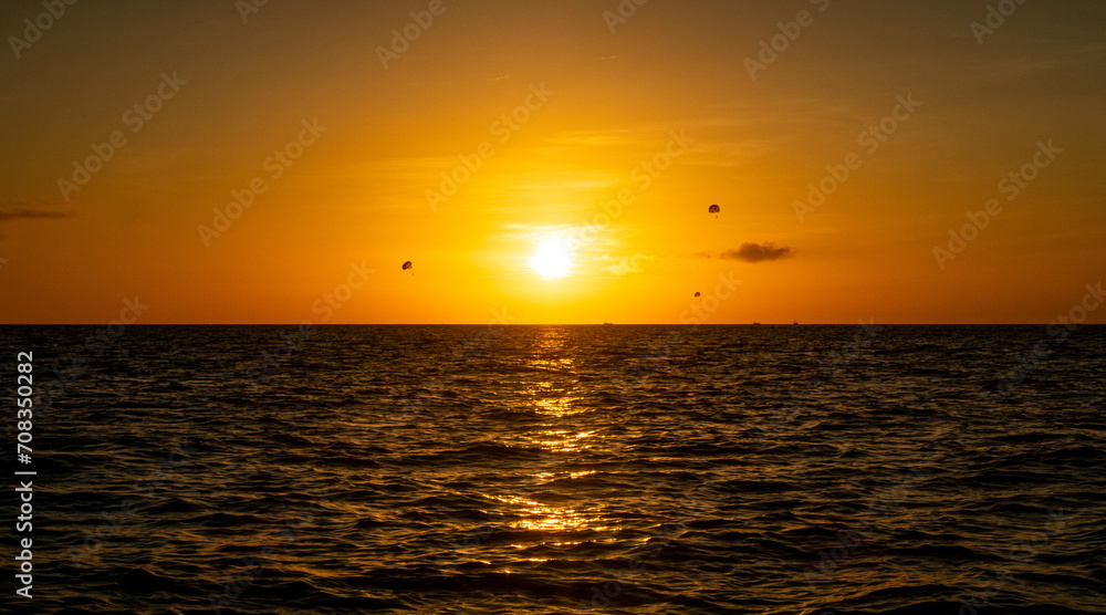 Sunset over the ocean Boracay Philippines