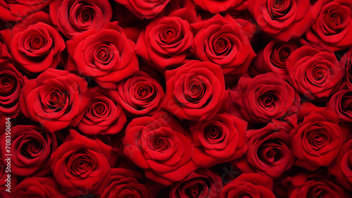 Natural fresh red roses flowers pattern wallpaper. 