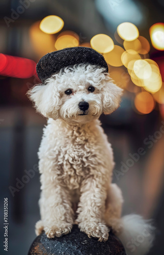 Generative AI illustration of cute dog dressed in luxury clothes