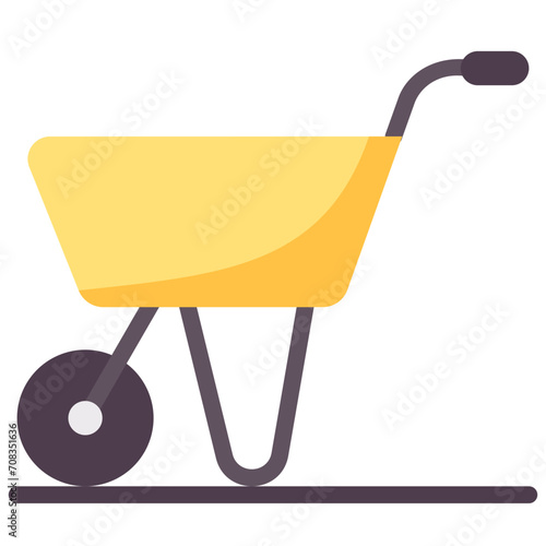 wheelbarrow flat vector icon