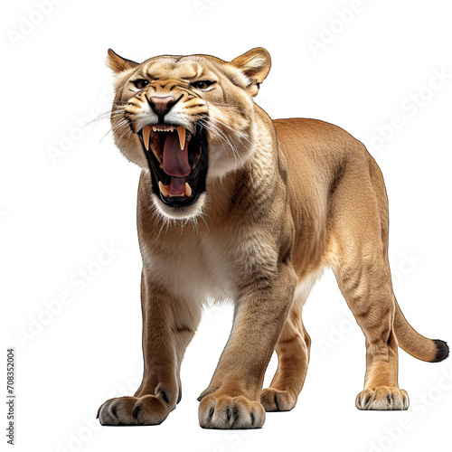 Puma roar isolated white background