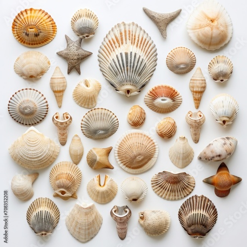 seashells on white background