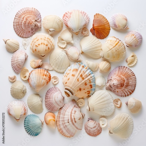 seashells on white background