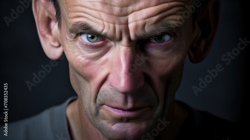 A close-up of an angry man's face