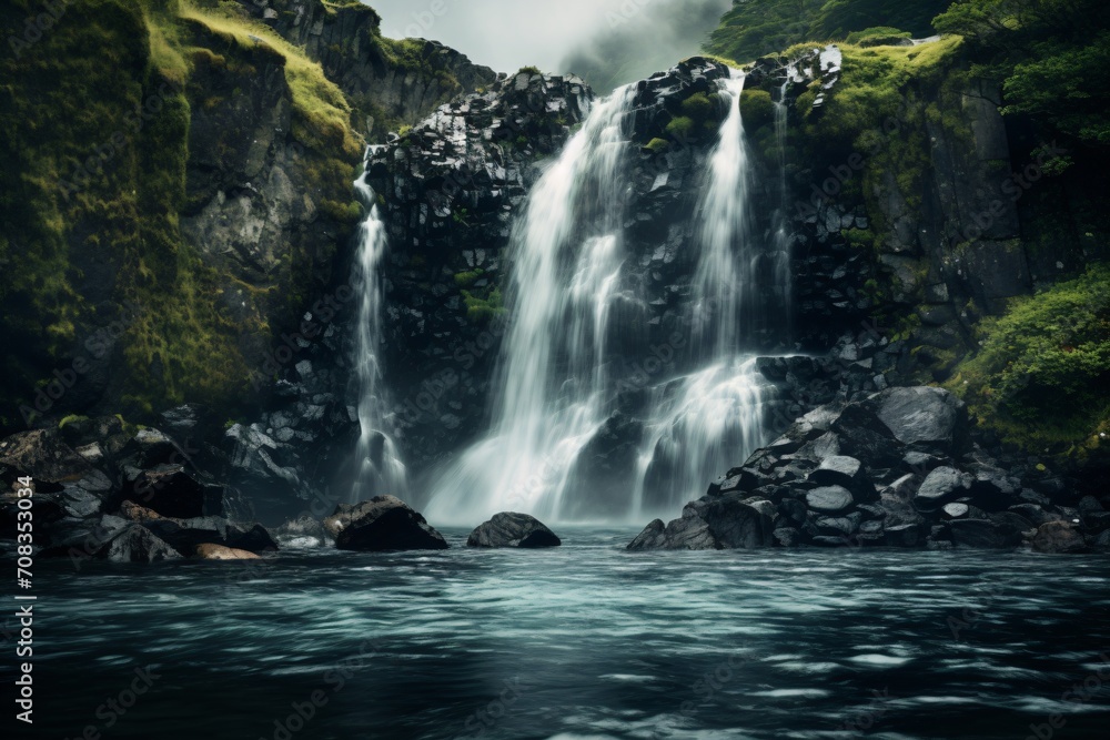 A beautiful waterfall illustration A beautiful waterfall illustration