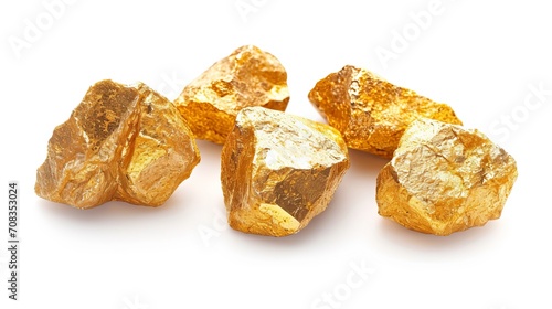 Gold nuggets on a white background. AI generated image. 