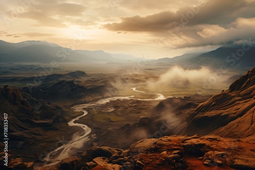 Drone view of a valley